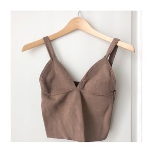 Taupe Bandeau Crop Top
